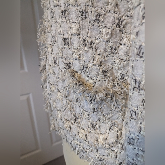JIGSAW Tweed Boucle Chanel Style Blazer Jacket Beige Cream Size 10 Paris London - Picture 6 of 9
